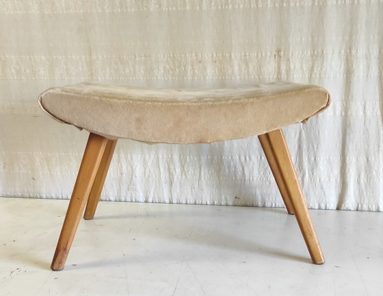 Image 1 of Taburete modernista de madera maciza - años 50/60