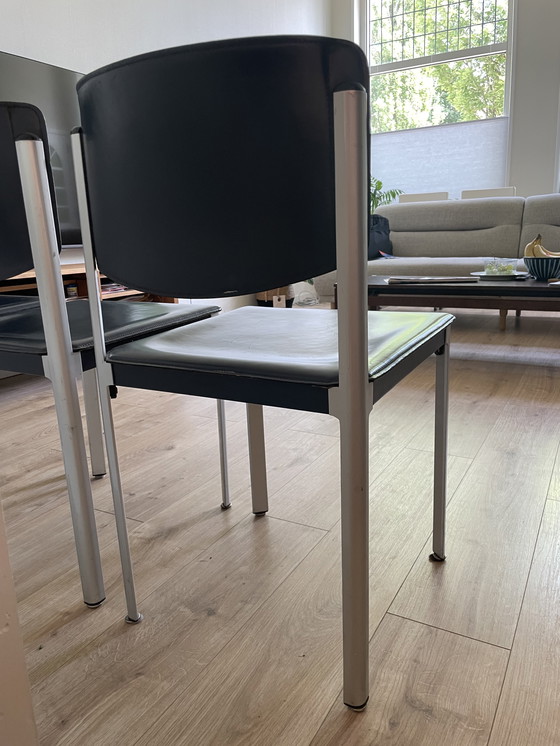 Image 1 of 4x Matteo Grassi eetkamerstoelen donkerblauw 