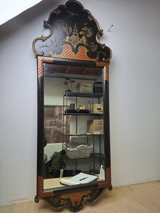 Miroir vintage chinoiserie noir et or