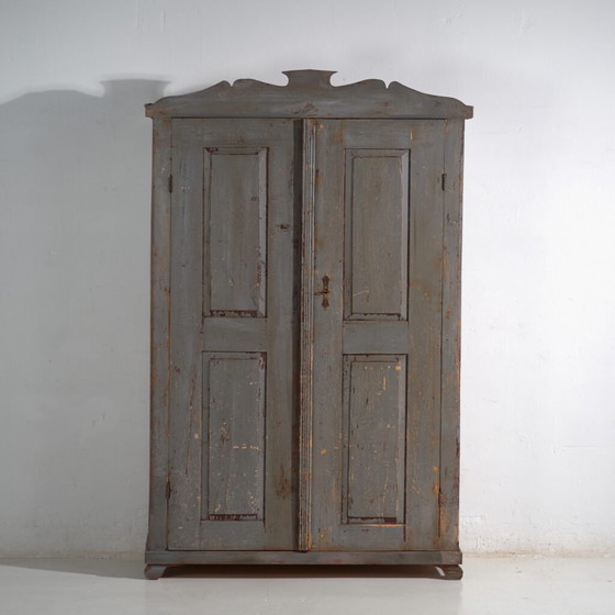 Rustic Painted Wooden Wardrobe, Central Europe, circa 1900–1920 (photo 33 of 40)