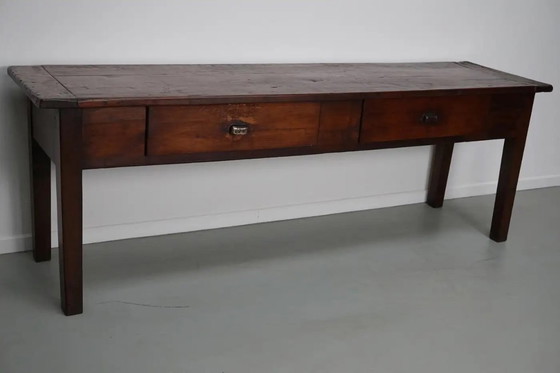 Image 1 of Großer, antiker französischer Beistelltisch im Kolonialstil aus Teakholz