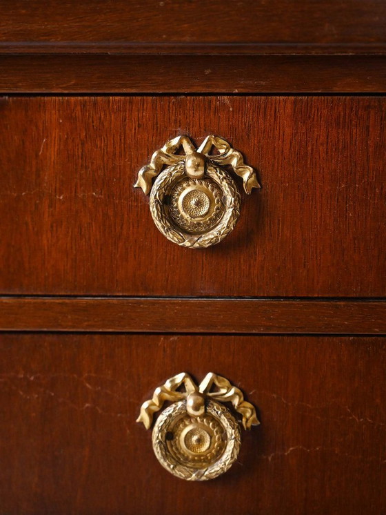 Image 1 of Carrello vintage scandinavo in mogano degli anni '40 con dettagli in ottone