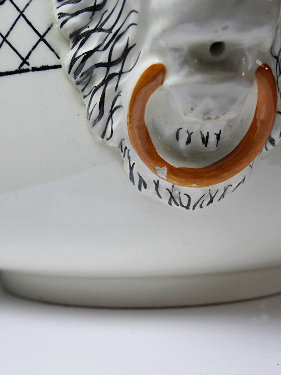 Image 1 of Large HB Choisy-le-Roi polychrome ironstone salad bowl "Elisabeth" early 20th century