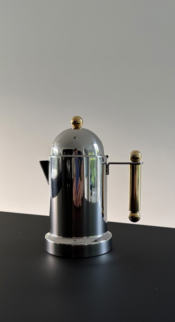 Image 1 of Moka vintage Vev Vigano degli anni '80 in acciaio inox e oro, mai usata.