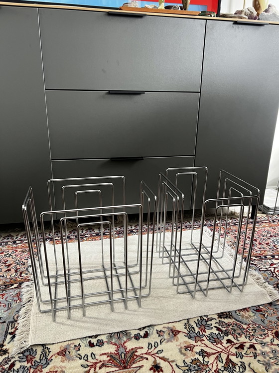 Image 1 of TMP Willi Gläser Newspaper Rack Chrome 1980s Space Age Paper Collector