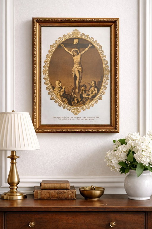 Cromolitografia antica | Crocifissione | Alsazia, c. 1880