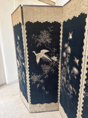 Antique Chinese embroidered chinoiserie folding screen ca. 1885