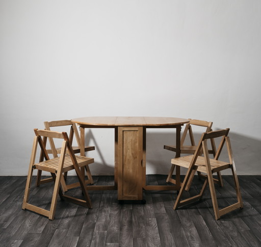 Folding Table and Chair Set, Space-Saving Design, 1980s Garden Dining Set