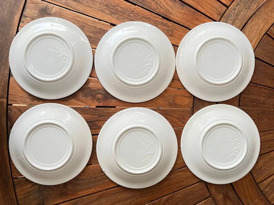 Image 1 of Set of 6 TRECI Italy dessert plates - Hand-painted porcelain vintage cherries