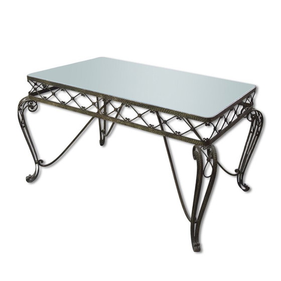 Image 1 of Vintage glass and brass console table, Italy 1940