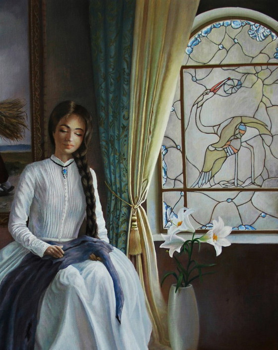Original Oil Painting Symbolism Portrait Of A Girl A Little Parable – Paintings & Drawings, Canvas (photo 3 of 10)