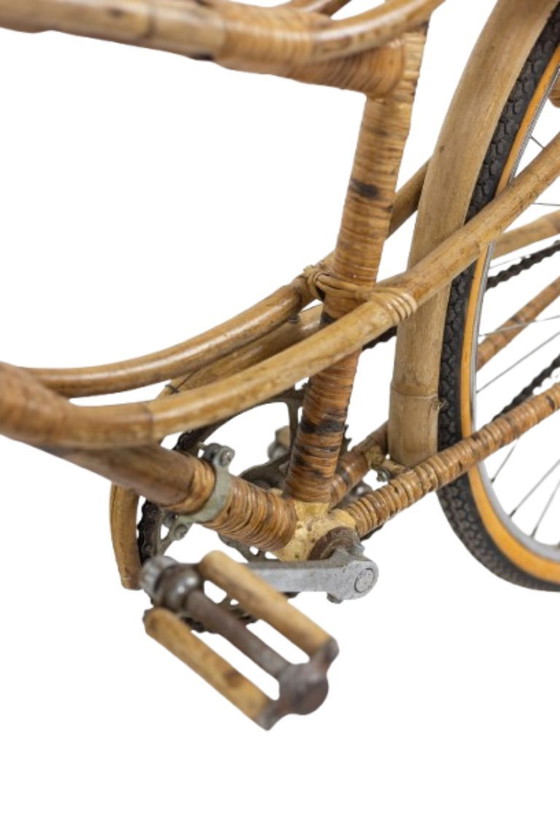 Image 1 of Bicicletta in bambù e rattan. Realizzata a mano negli anni '70.
