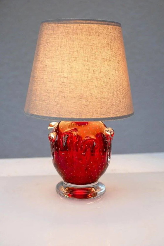 Image 1 of Red crystal glass lamp by Börne Augustsson for Åseda