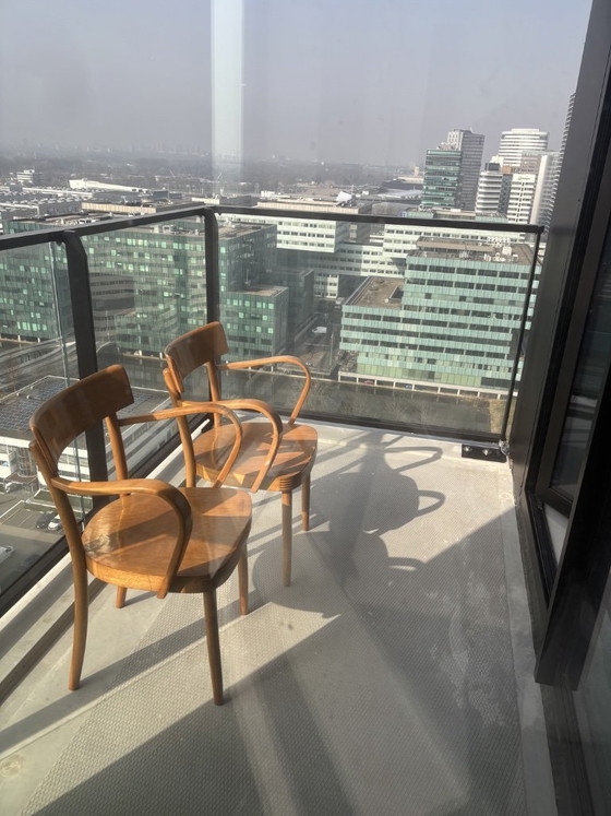 Image 1 of 2x wooden vintage chairs with curved design