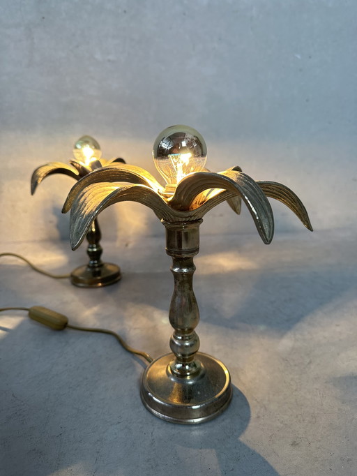 Vintage palm table lamp - Willy Daro for Massive - 1970's