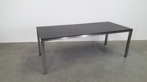 Arco Tisch aus reiner Eiche, geräuchertem Edelstahl, niederländisches Design, 210 x 90