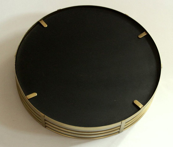 Image 1 of Elegant rond dienblad - spiegel dienblad - messing/glas - vintage
