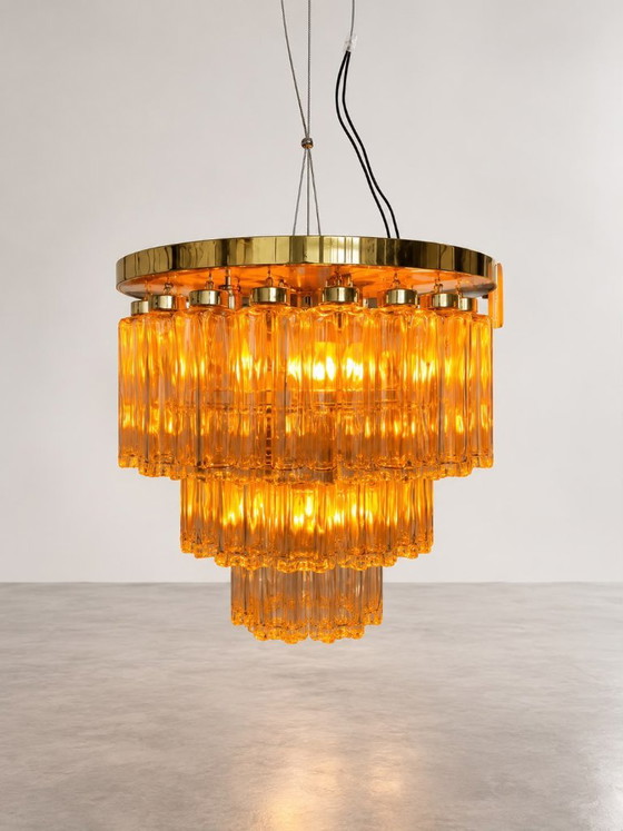 Lampadario/Plafoniera Glashütte anni '60/'70 – Glashütte Limburg, Vetro, Ottone (photo 5 of 5)