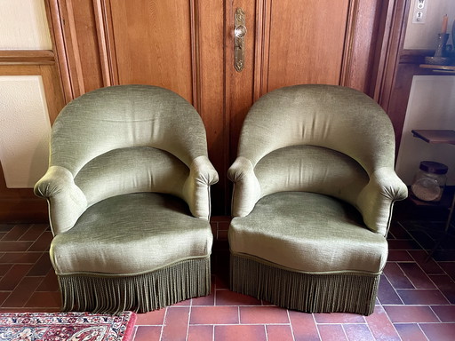 Paire De Fauteuils Crapauds Vintage