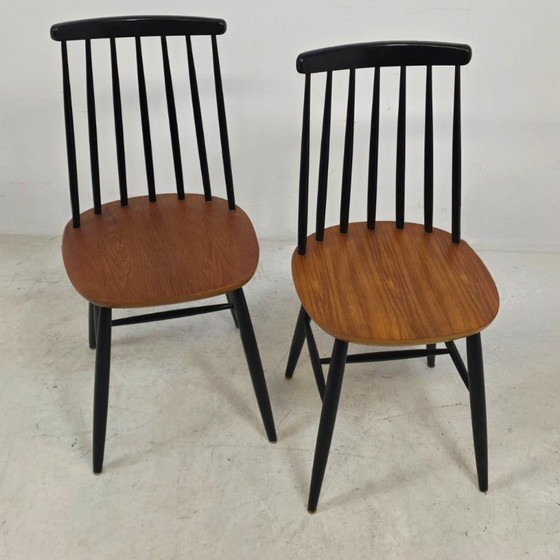 Topivaara style set of 4 dining spindle chairs 60s – Dining chairs, Wood (photo 3 of 5)