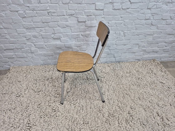 Image 1 of Mixed Set of 4 Vintage Design Kitchen Chairs by Brabantia, Wood-Effect Formica, The Netherlands, 1960s