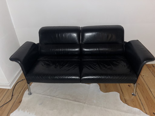 Sofá Wilkhahn Avera 826/5, 2 plazas, cuero, estilo Mid-Century, Bauhaus, Era Espacial