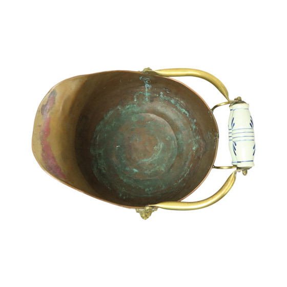 Image 1 of Antique Copper Helmet-Shaped Coal Kit Flower Pot