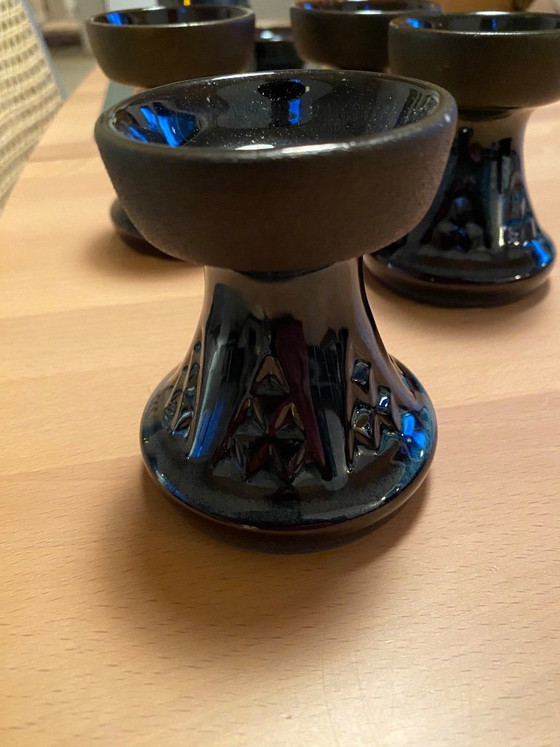 Set di 4 Portacandele Vintage in Gres Søholm, Modello 3339, Soholm,, Ceramica, Blu (foto 2 di 5)