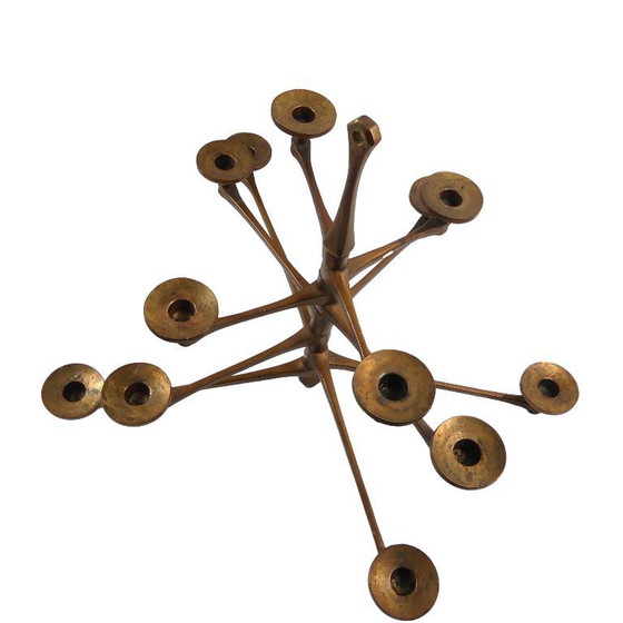 Image 1 of Brutalistischer Decken Kerzenhalter aus Bronze, 12flammig, 1960er Jahre