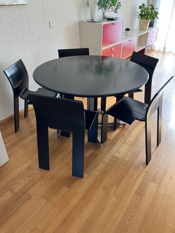 Image 1 of Sedie a 5 strisce di design vintage e tavolo abbinato, Gijs Bakker per Castelijn, anni '70