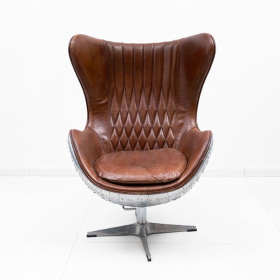 Image 1 of Fauteuil œuf Tomcat Aviator Mid-Century, cuir et métal, années 1970