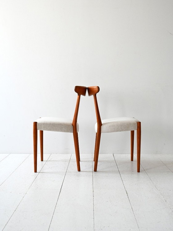 Image 1 of Pair of 1960s Scandinavian Teak Chairs with Curved Back