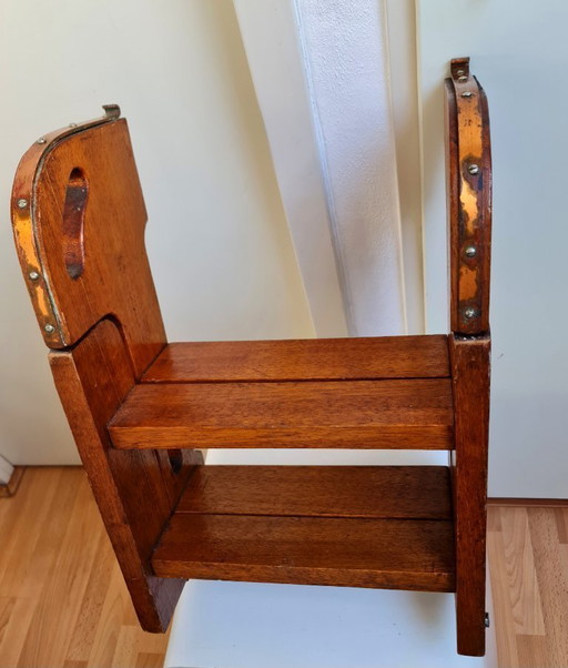 Antieke kajuit trap jachtboot trap ladder hout met koper