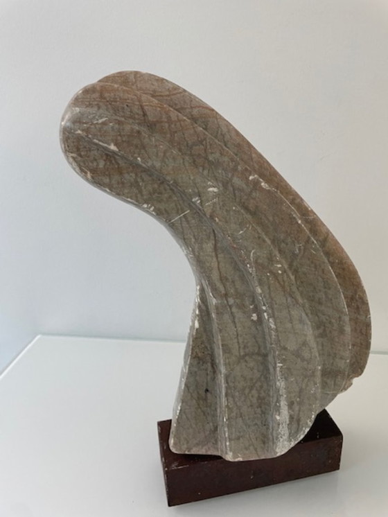 Image 1 of Scultura brutalista in pietra su acciaio Corten
