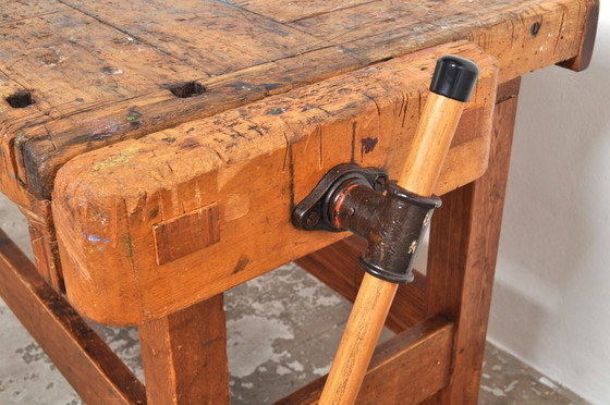 Image 1 of Vintage beuken- en eikenhouten werkbank Nooitgedagt / kookeiland