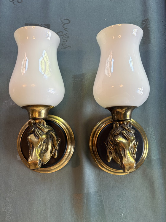 Image 1 of 2 wandlampen paard Maison Lancel 