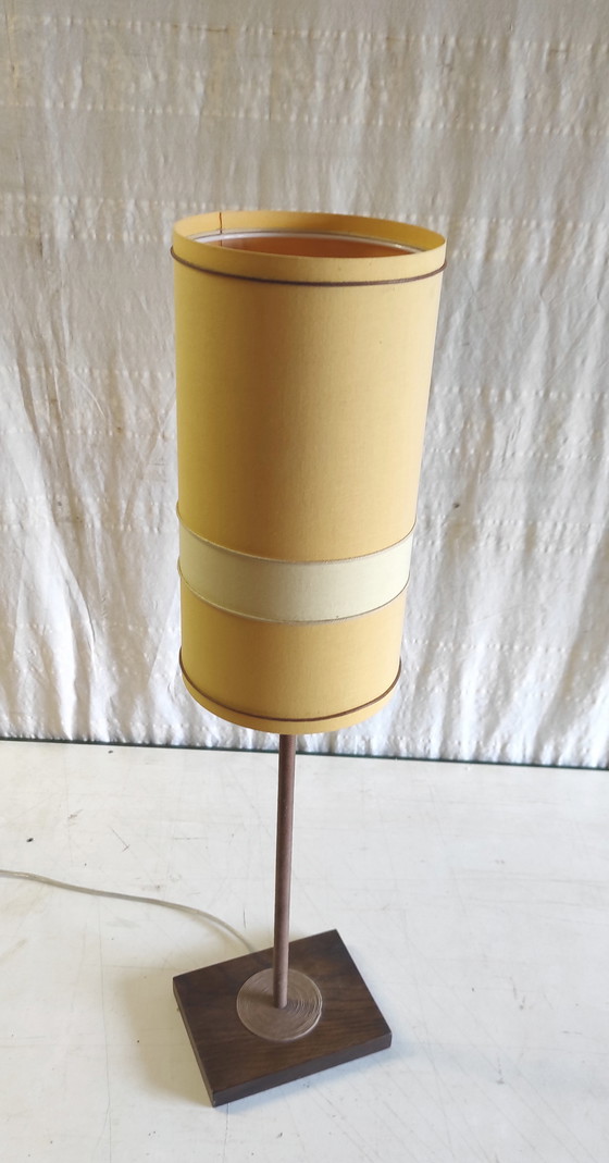 Image 1 of Scandinavian-style table lamp in wood and rope - mid-20th century
