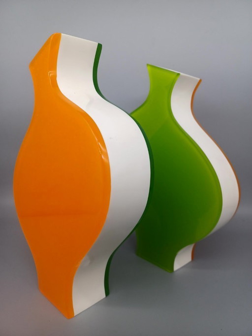Paire de Vases Post-moderne en Lucite de Villeroy & Boch 1980/90