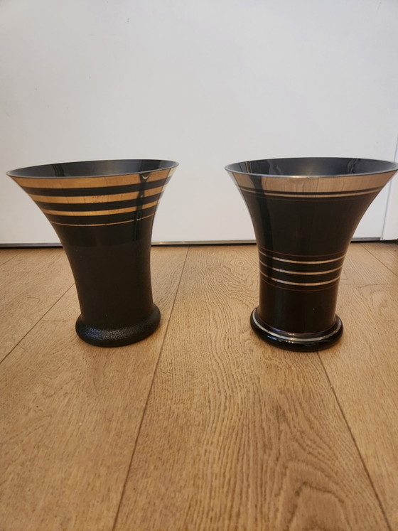 Image 1 of Beautiful set of Art Deco / Mid-Century vases – Paul Heller for Glasfabriek Boom (Belgium) – 1940s/50s