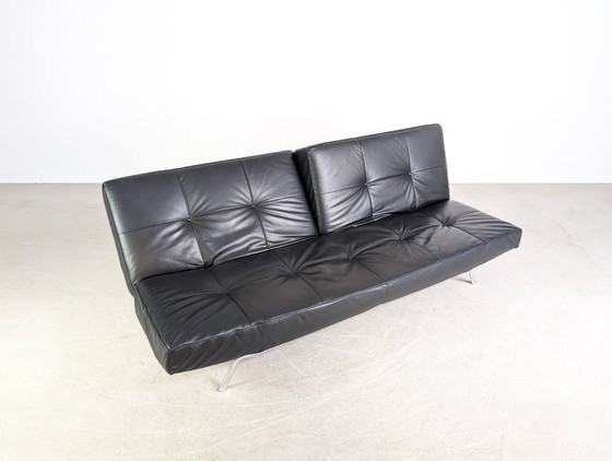 Image 1 of Sofá Smala de Ligne Roset original, de piel negra, diseño francés.