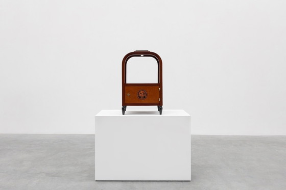 Image 1 of Tavolino Art Déco ad arco con contenitore e piano in marmo nero, Francia, 1920 ca. 1920