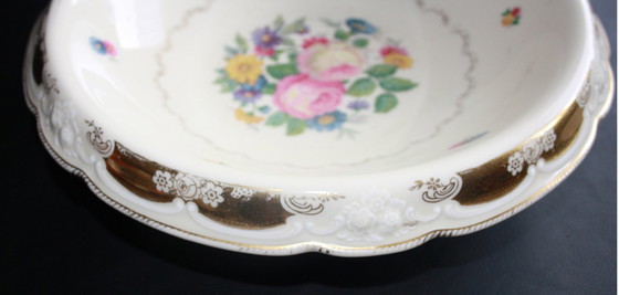 Image 1 of Thomas Porcelain – Ciotola avorio – 29 cm Ø 9 cm Altezza – Fiori e bordo oro