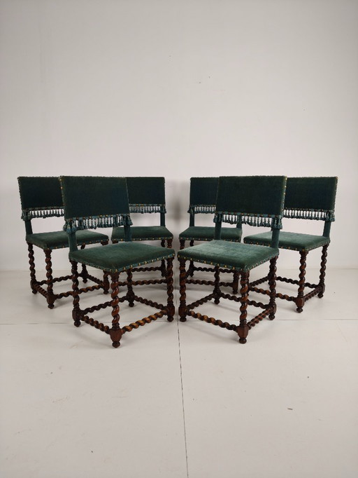 Sedie del XVIII secolo – Gambe tornite – Rivestimento blu