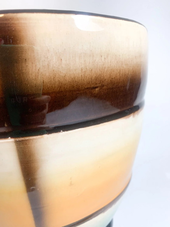 Vaso cachepot in ceramica arancione e verde di Galvani Pordenone, anni '60 – Vasi (photo 8 of 8)