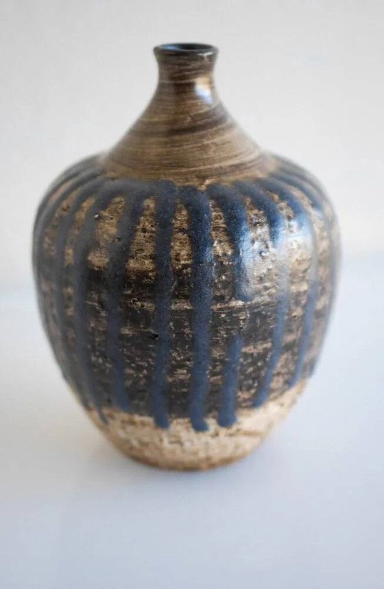 Image 1 of Mid-century Scandinavian modern brutalist art pottery vase by Mari Simmulson for Upsala Ekeby, Sweden, 1970s