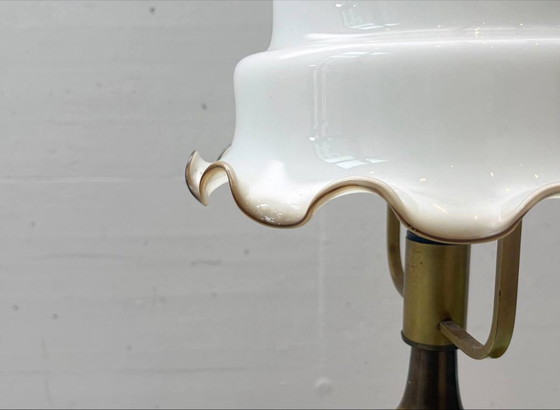 Image 1 of Table lamp with wavy glass shade, Murano glass, Italy, 1920s