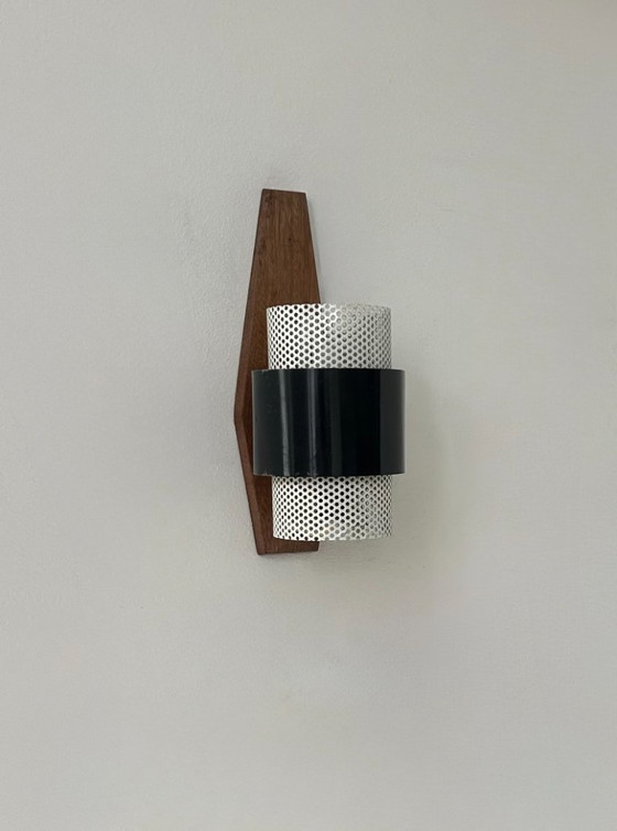 Image 1 of Applique vintage, legno, metallo laccato bianco e nero, Francia, 1950