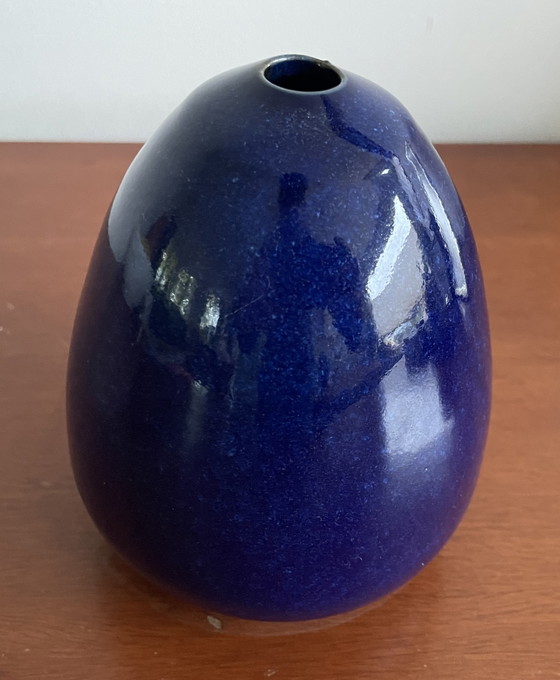 Image 1 of Ed Meissenberg - Artificial Ceramic Blue Conical Vase