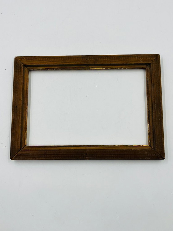 Image 1 of Cornice in legno brutalista con decorazioni dorate, 14x22