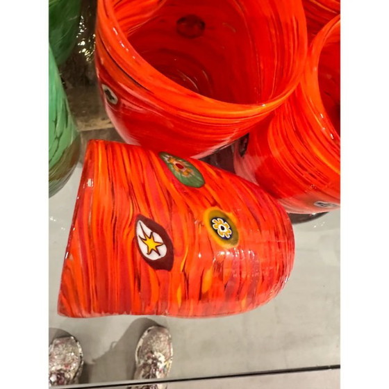 Image 1 of Barras de ámbar vibrantes contemporáneas y cristal de Murano Murrine – Juego de 6